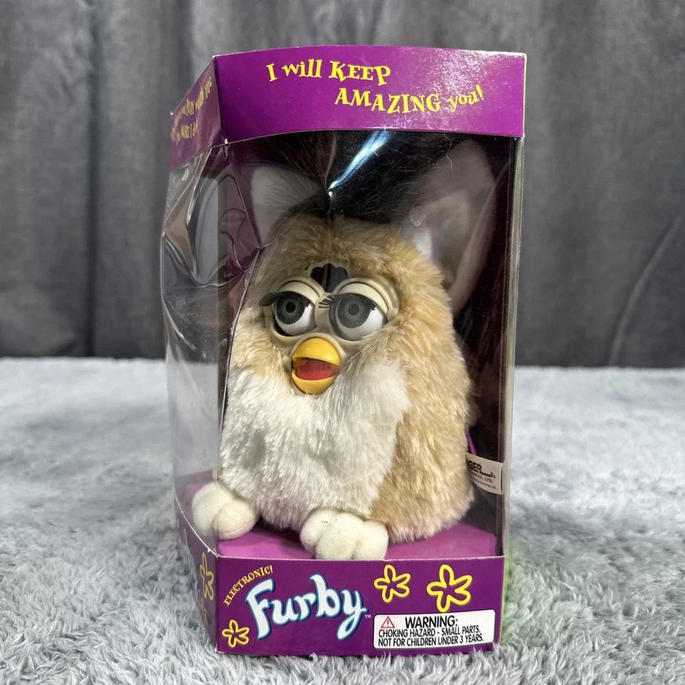 1998 Tiger Furby 70-800 Electronic Interactive Toy Tan And White With Blue Eyes
